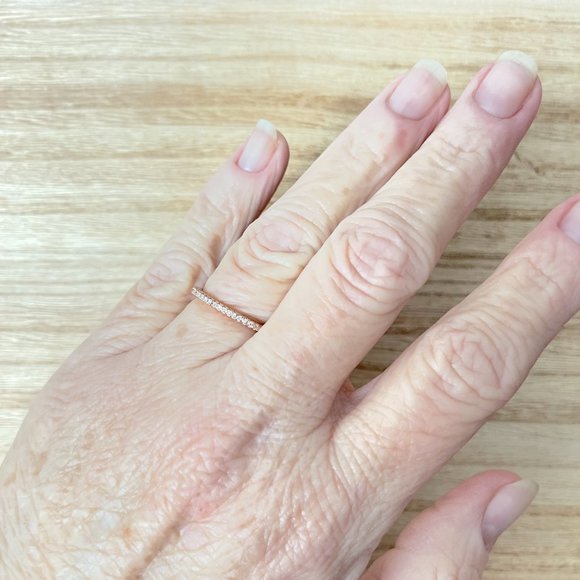 White Sapphire Pave Eternity Band - 14K Rose Gold - Picture 3 of 4